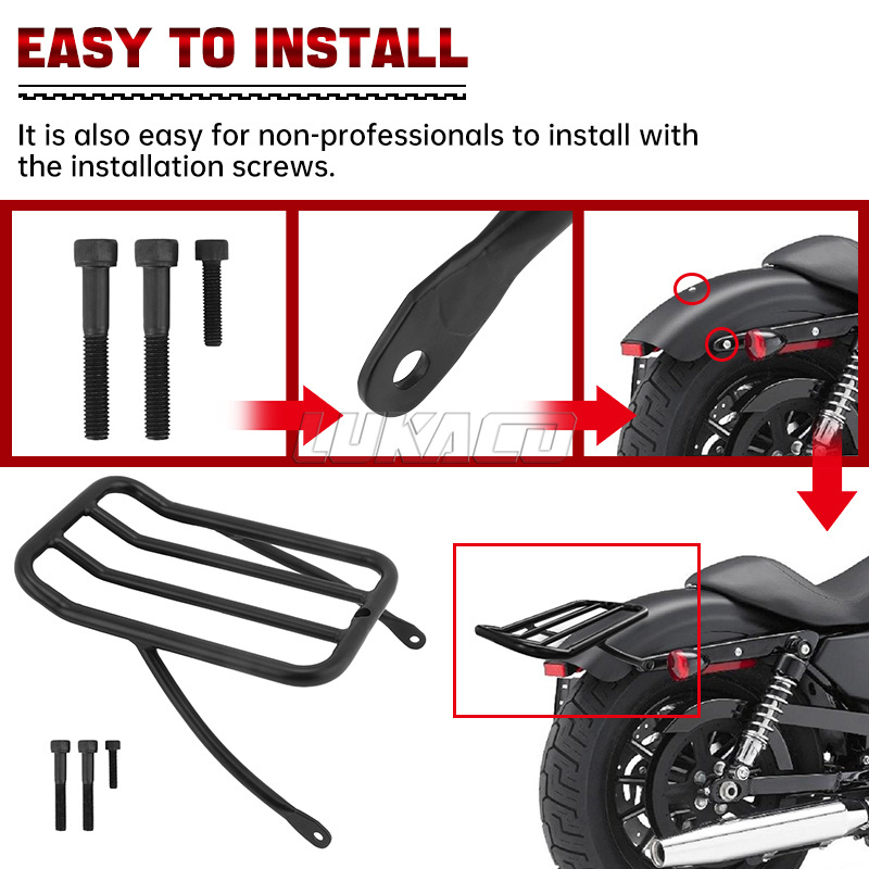 Black Motorcycle Iron Passenge - Motorcycle Gear Rack ulasan dan harga
