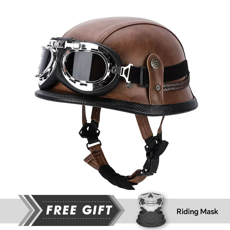 Classic Half Face Helmet Prote - Motorcycle Gear Store ulasan dan harga