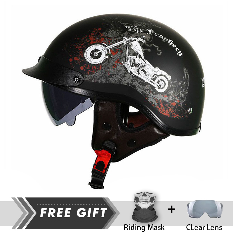 Men Women Half Face Helmet ABS - Motorcycle Gear Store ulasan dan harga
